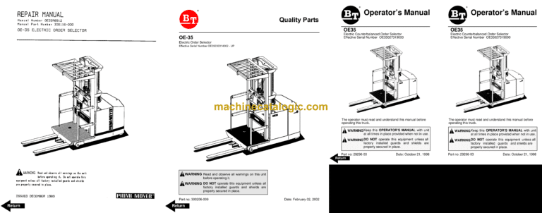 BT OE35 Order Picker Full Manuals (Service, Parts and Operators Manual)
