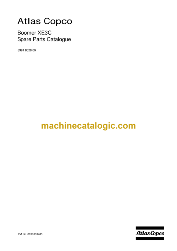 Atlas Copco XE3C Boomer Parts Manual (8991803400)