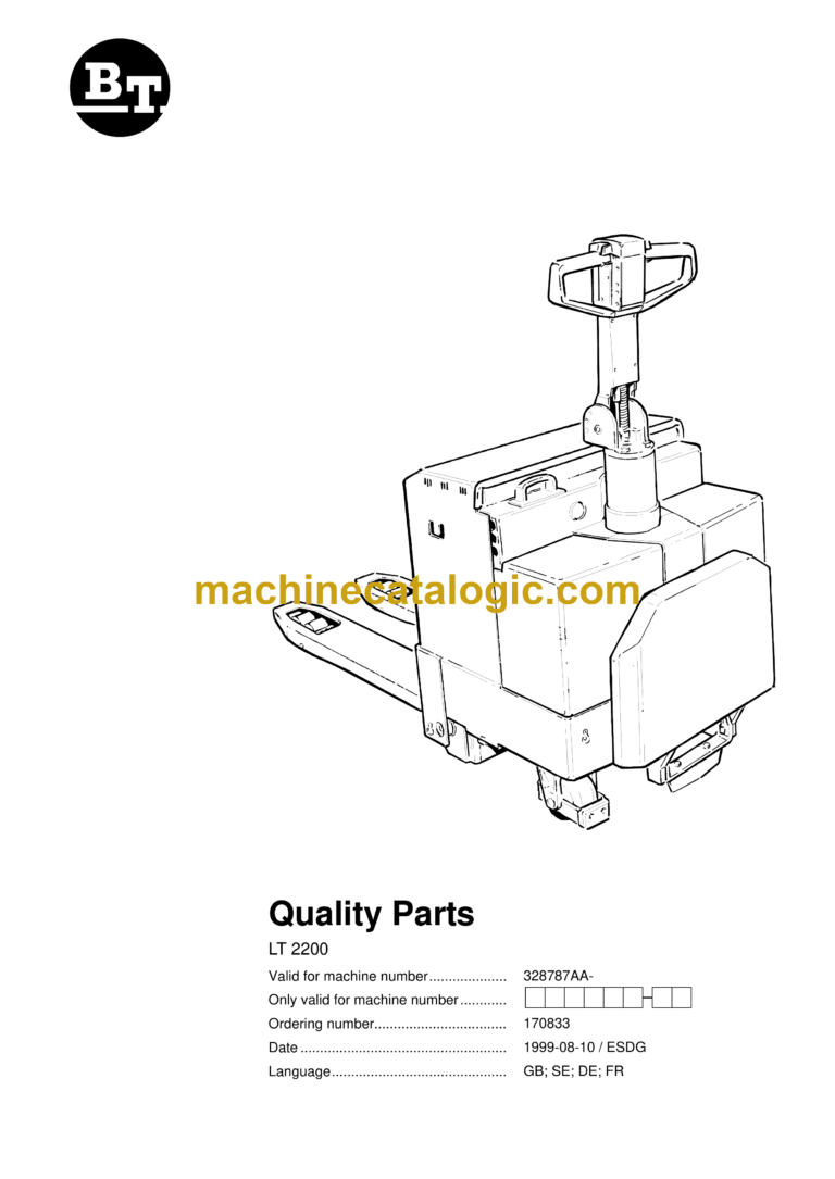 BT LT2200 Electric Pallet Truck Quality Parts Manual