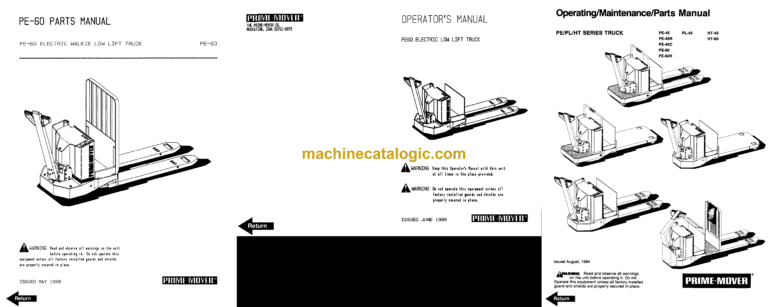 BT PE, PL, HT Electric Stacker Maintenance, Operator and Parts Manual