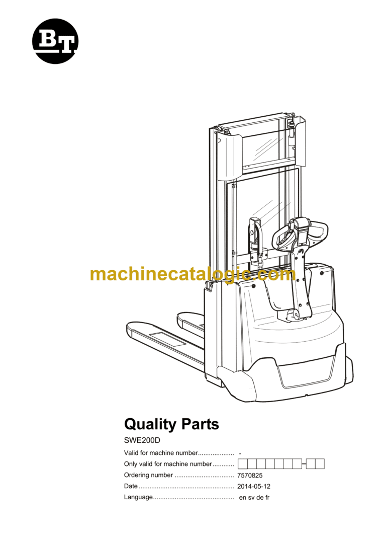 BT SWE200D Electric Stacker Quality Parts Manual