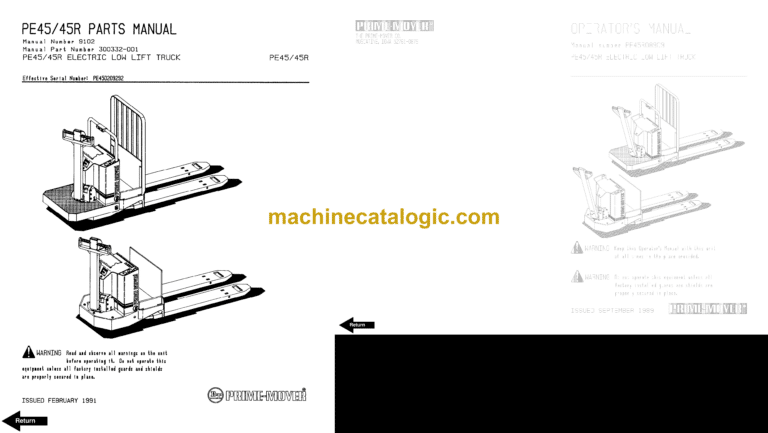 BT PE45, PE45R Electric Stacker Operator and Parts Manual