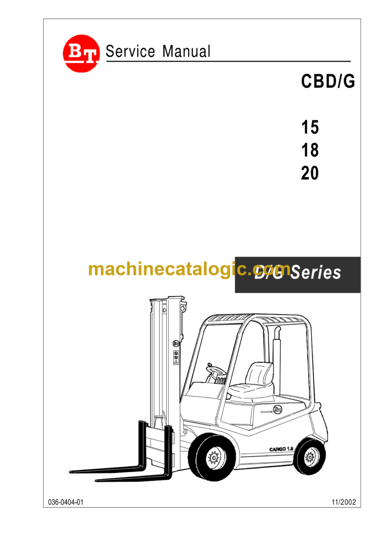 BT CBD-G 15, 18, 20 Electric Forklift Master Service Manual