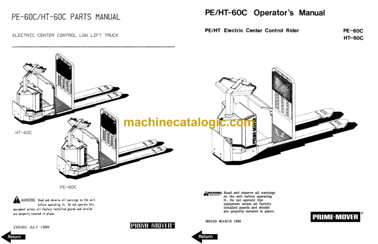 BT PE60C, HT60C Electric Stacker Operator and Parts Manual