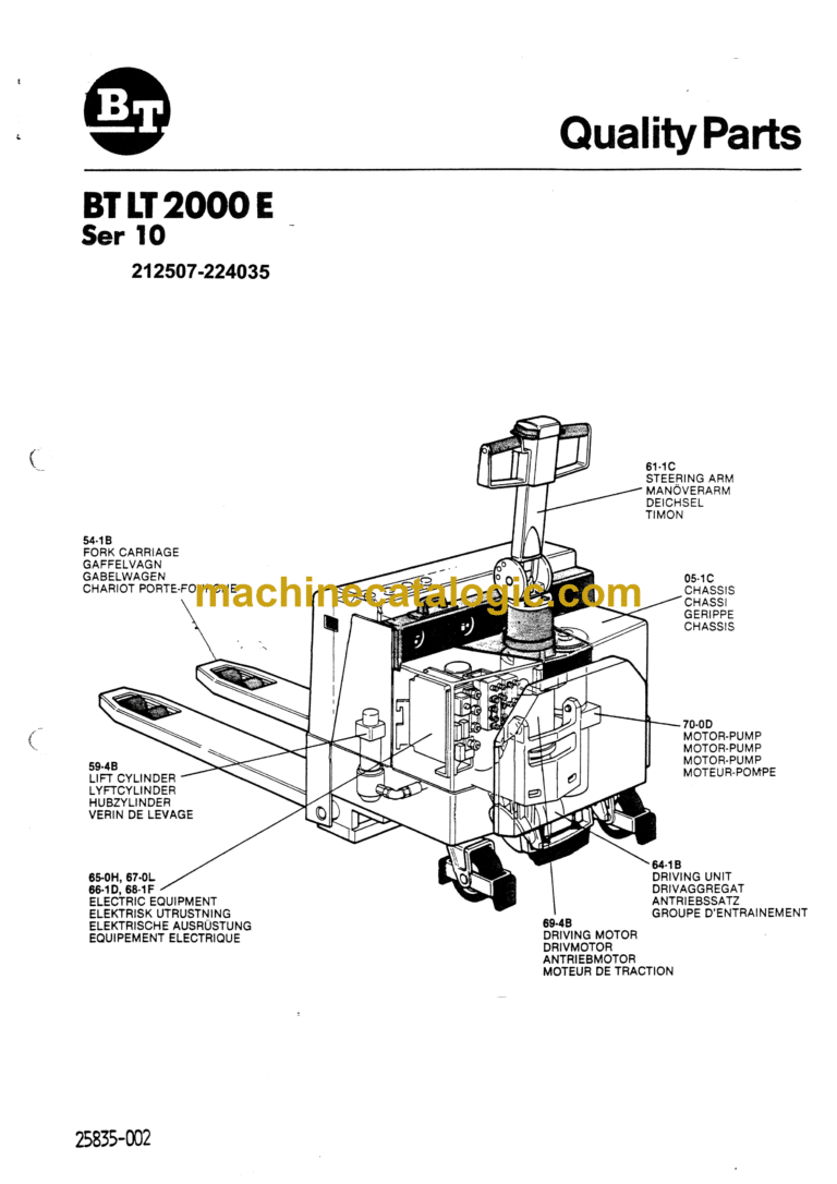 BT LT2000E Electric Pallet Truck Quality Parts Manual
