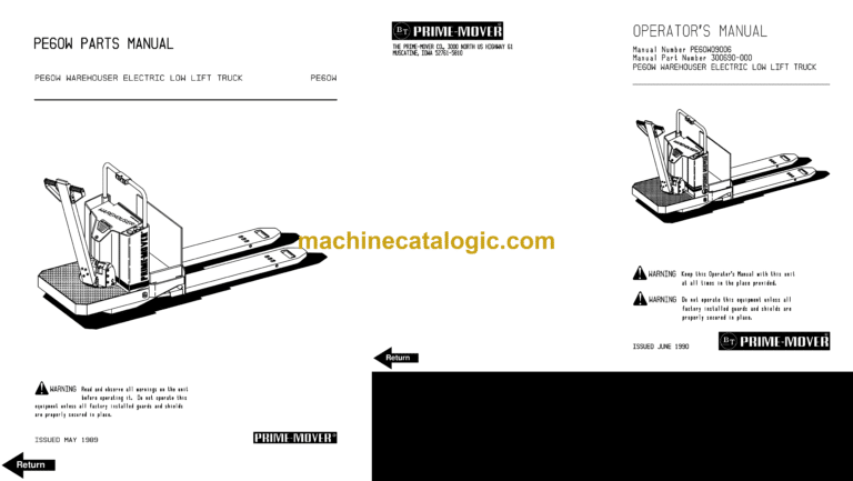 BT PE60W Electric Stacker Operator and Parts Manual