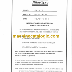 Atlas Copco CM470 Crawler Drilling Machine Parts Manual (W002385BE)