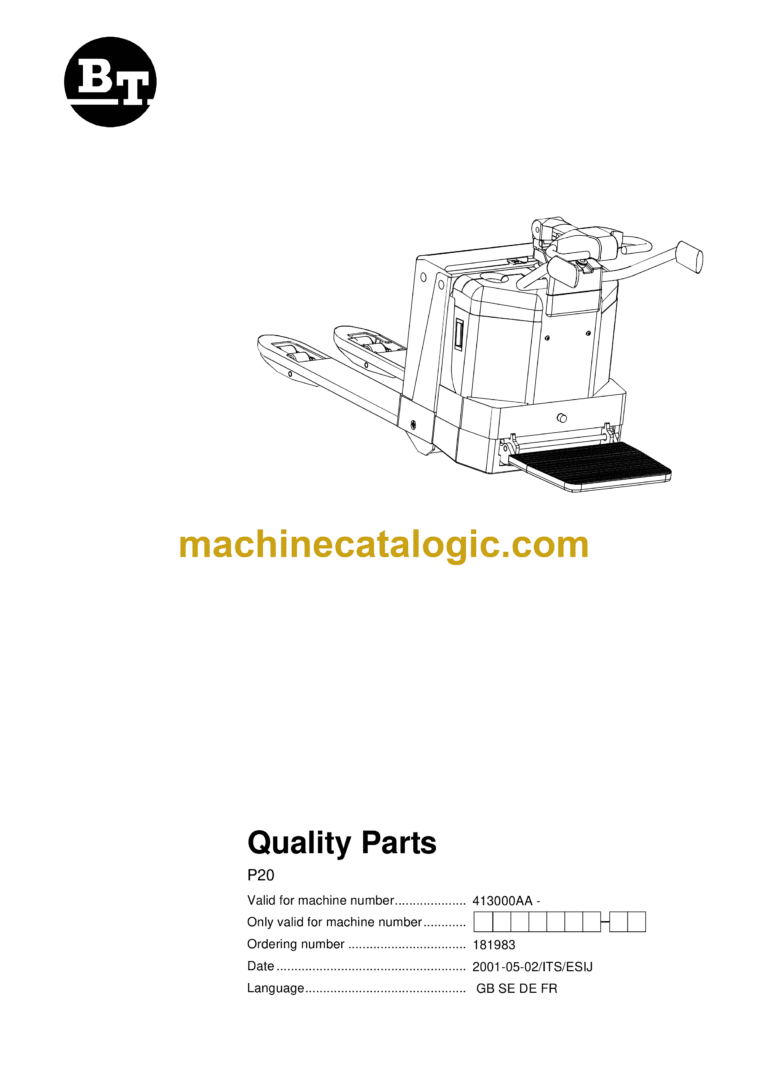 BT P20 Powered Pallet Truck Quality Parts Manual
