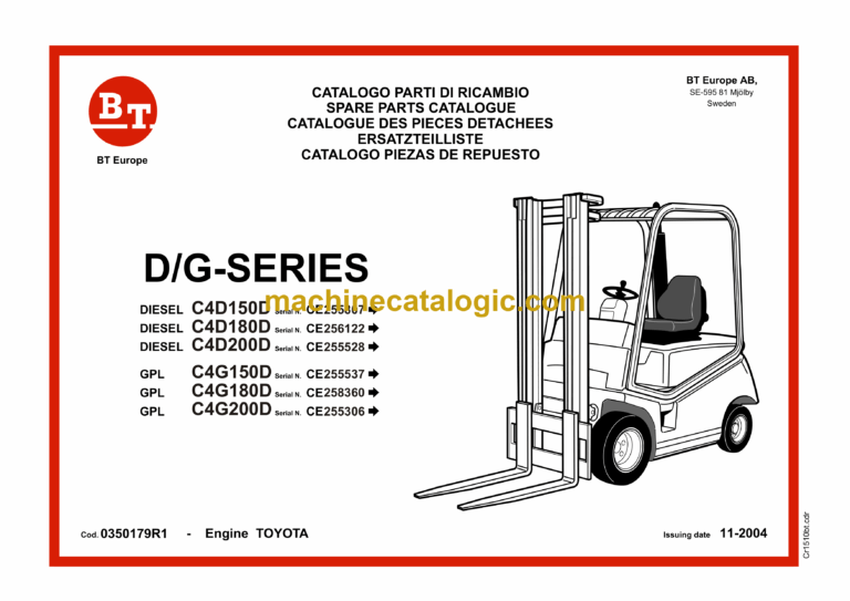 BT C4D150D, C4D180D, C4D200D Diesel Forklift Quality Parts Manual
