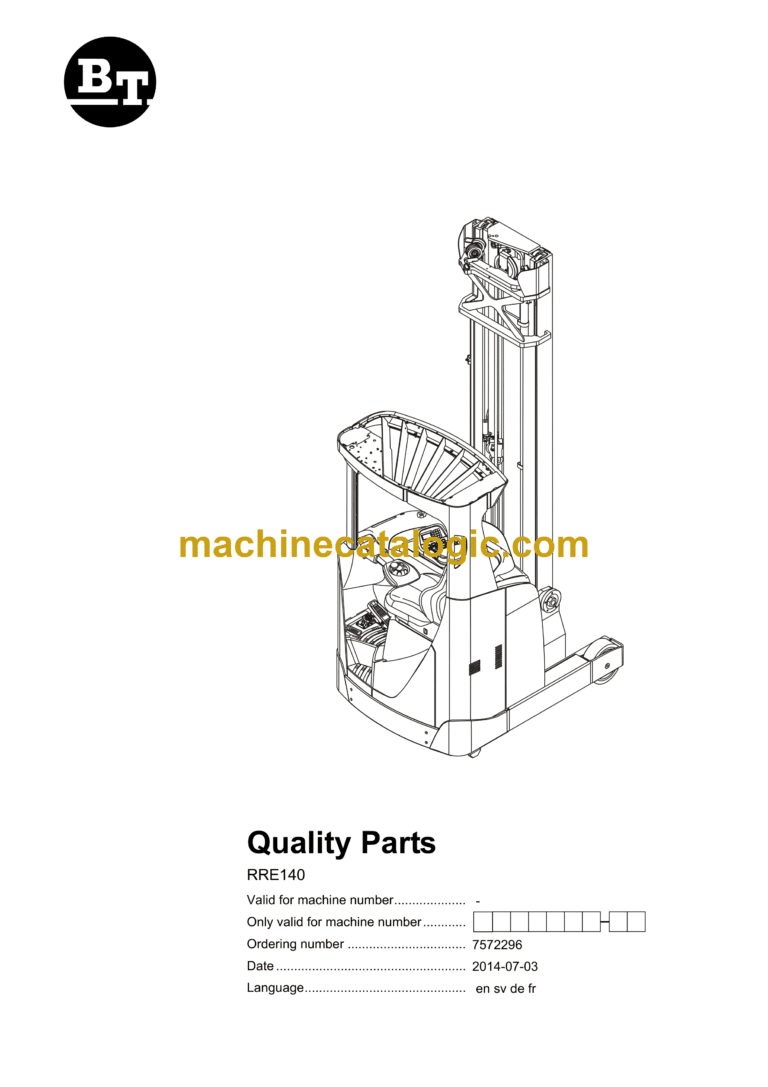 BT RRE140 Reach Truck Quality Parts Manual