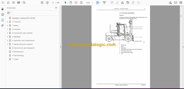 Kalmar DCG 50-90 Forklift Trucks 5-9 tonnes Operators Manual - Image 2