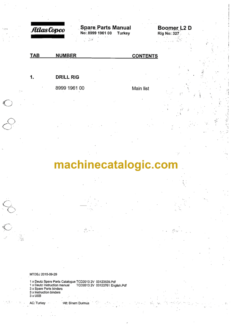 Atlas Copco L2D Boomer Parts Manual