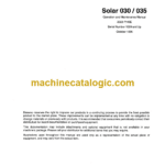 Daewoo Solar 030 Excavator Operation and Maintenance Manual (Serial Number 1039 and Up)