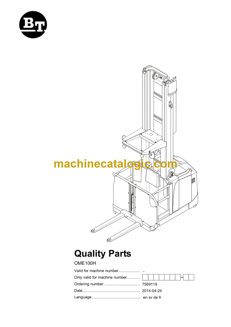 BT OME100H Order Picker Quality Parts Manual