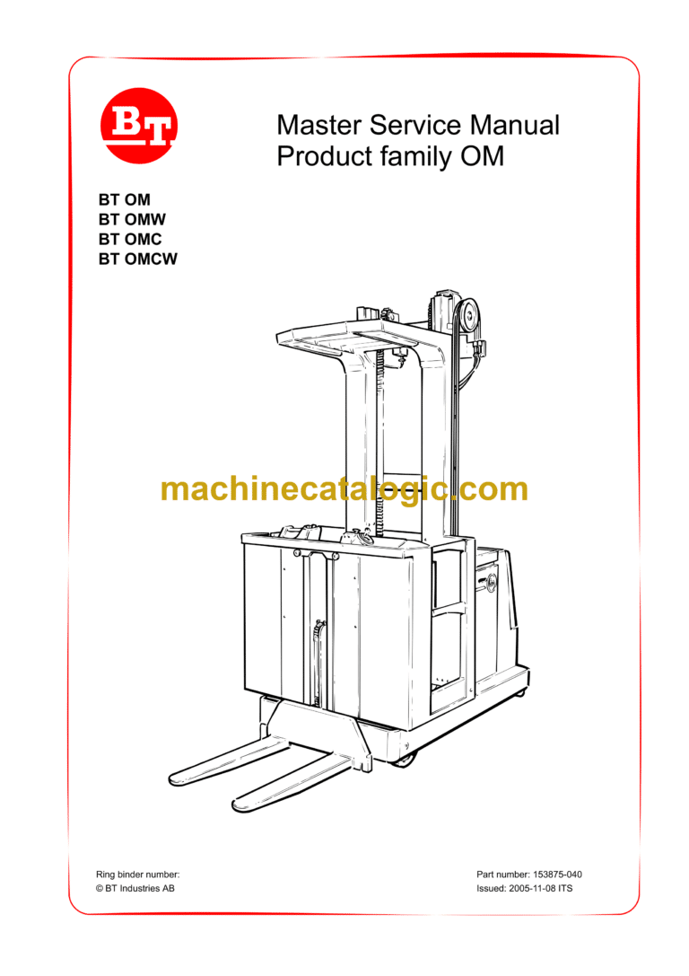 BT OM, OMW, OMC, OMCW Order Picker Quality Parts Manual