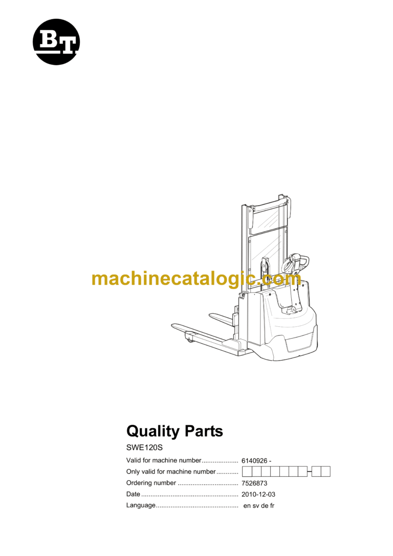 BT SWE120S Electric Stacker Quality Parts Manual