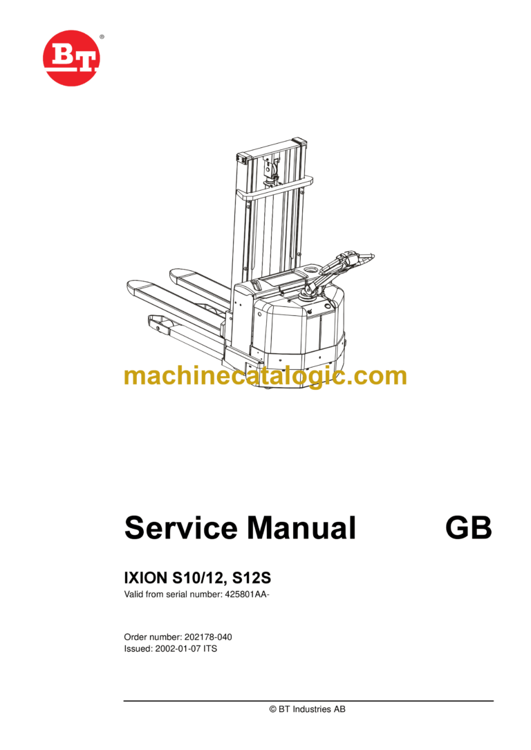 BT IXION S10, S12, S12S Pedestrian Stacker Master Service Manual