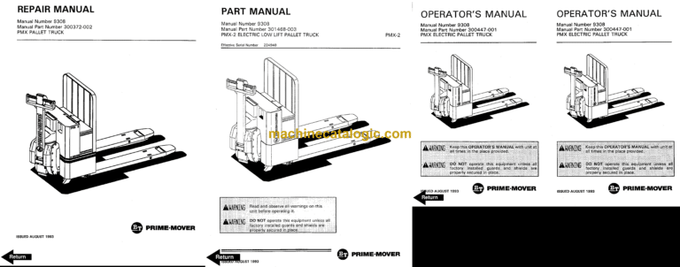 BT PMX-2 Powered Pallet Truck Full Manual (Service, Parts and Operators Manual)