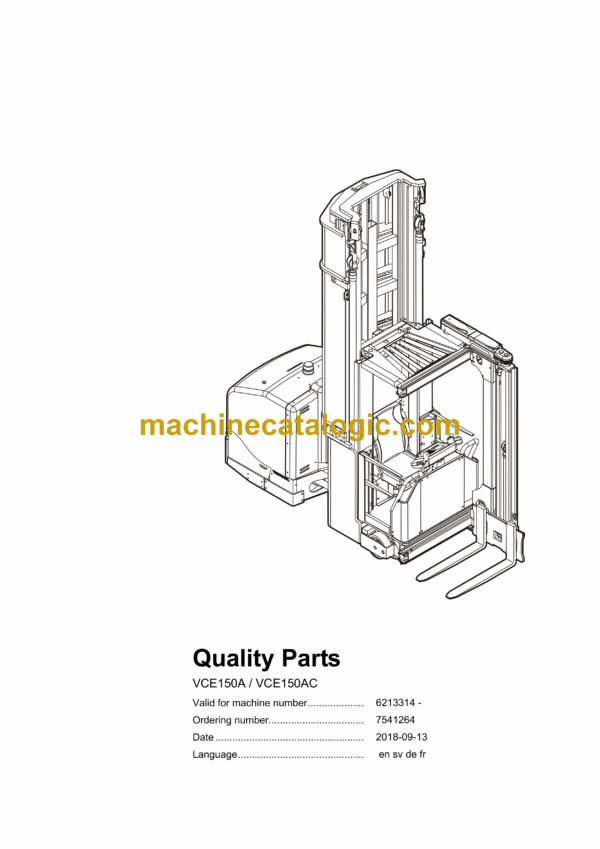 BT VCE150A, VCE150AC Very Narrow Aisle Truck Quality Parts Manual