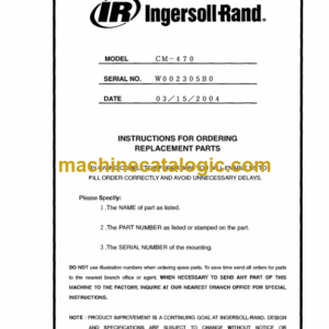 Ingersoll Rand CM470 Crawler Drilling Machine Parts Manual (W002305BO)