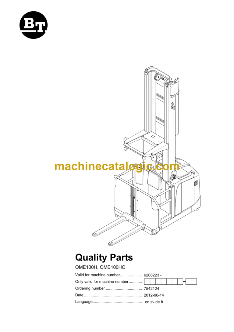 BT OME100H, OME100HC Order Picker Quality Parts Manual