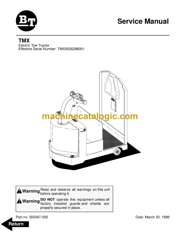 BT TMX Electric Forklift Master Service Manual