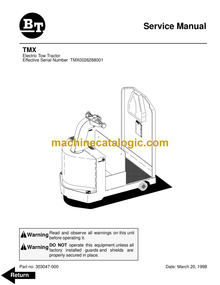 BT TMX Electric Forklift Master Service Manual