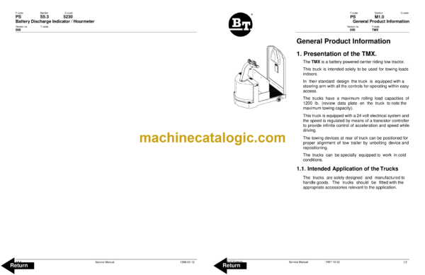 BT TMX Electric Forklift Master Service Manual - Image 2