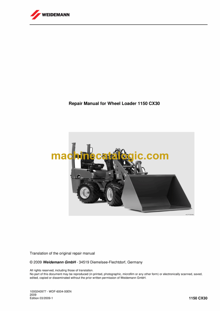 Wacker Neuson 1150 CX30 Wheel Loader Repair Manual