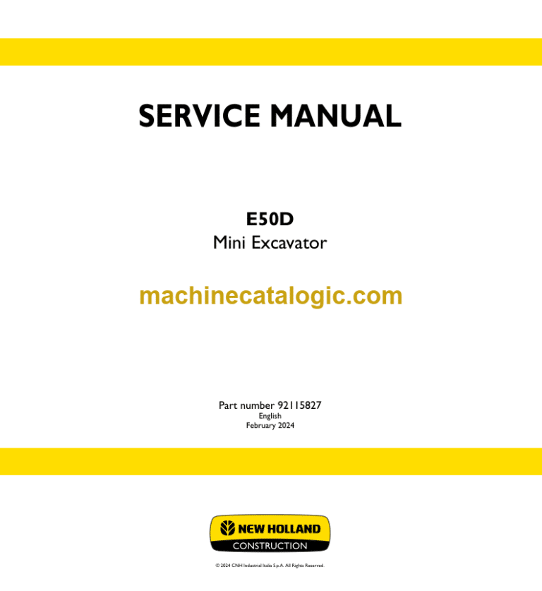 New Holland E50D Mini Excavator Service Manual