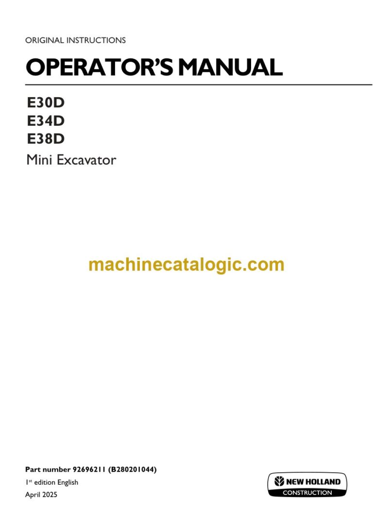 Case E30D, E34D, E38D Mini Excavator Operators Manual