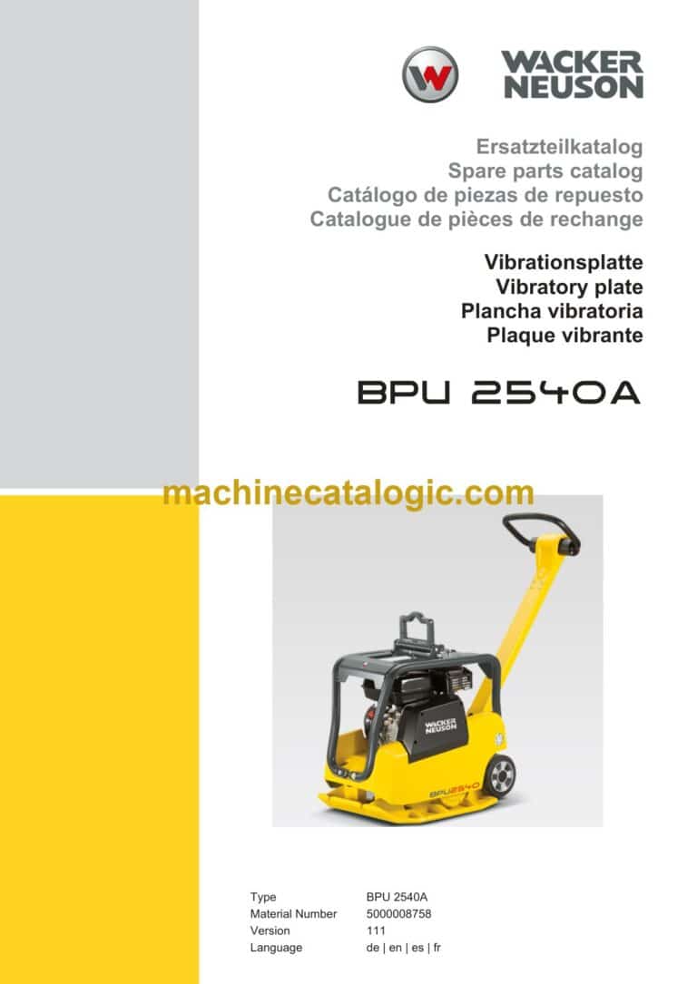 Wacker Neuson BPU 2540A Vibratory Plate Parts Manual