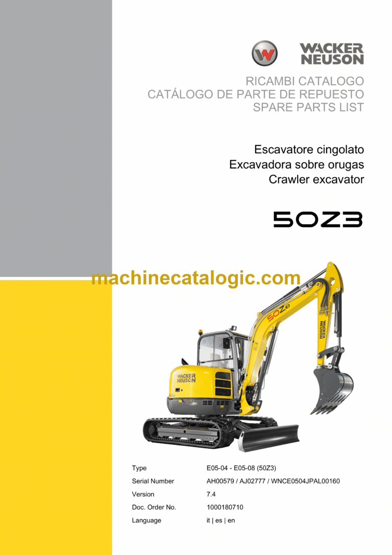 Wacker Neuson 50Z3 Crawler Excavator Parts Manual