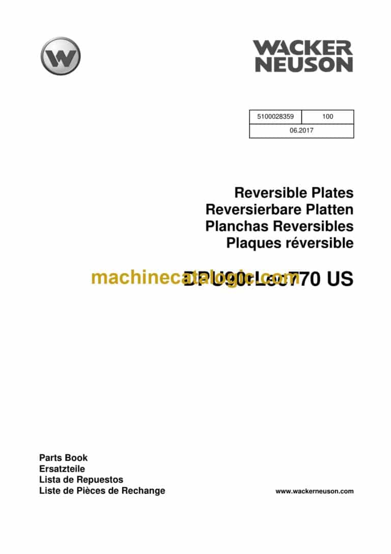 Wacker Neuson DPU90rLec770 US Reversible Plates Parts Manual