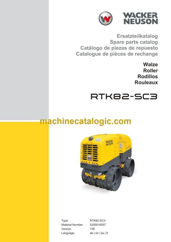 Wacker Neuson RTK82-SC3 Roller Parts Manual