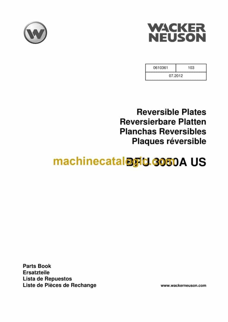 Wacker Neuson BPU 3050A US Reversible Plates Parts Manual