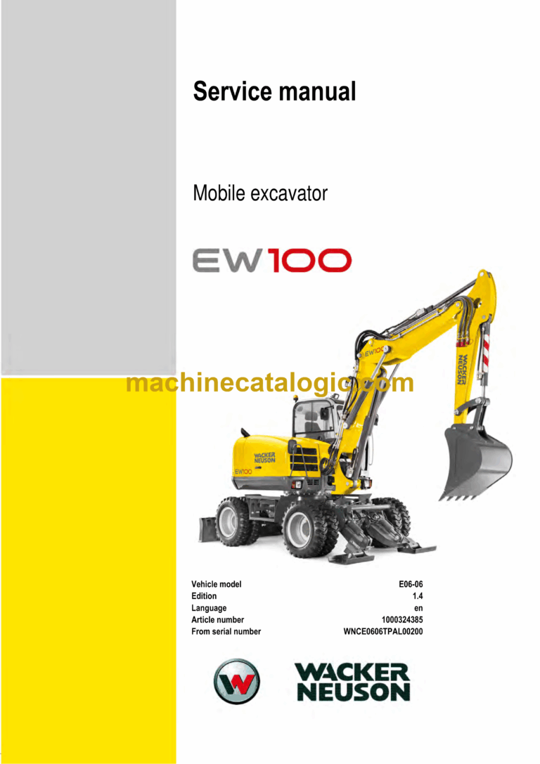 Wacker Neuson EW100 Mobile Excavator Service Manual