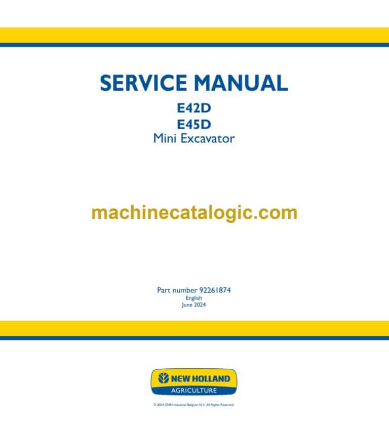 New Holland E42D, E45D Mini Excavator Service Manual