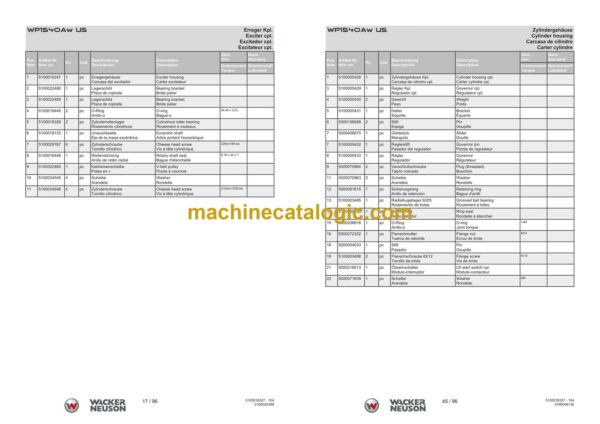Wacker Neuson WP1540Aw US Vibratory Plate Parts Manual - Image 4