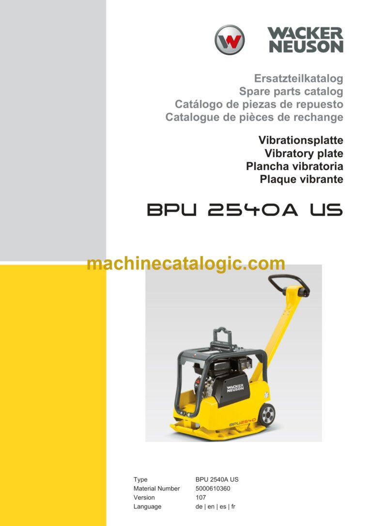 Wacker Neuson BPU 2540A US Vibratory Plate Parts Manual