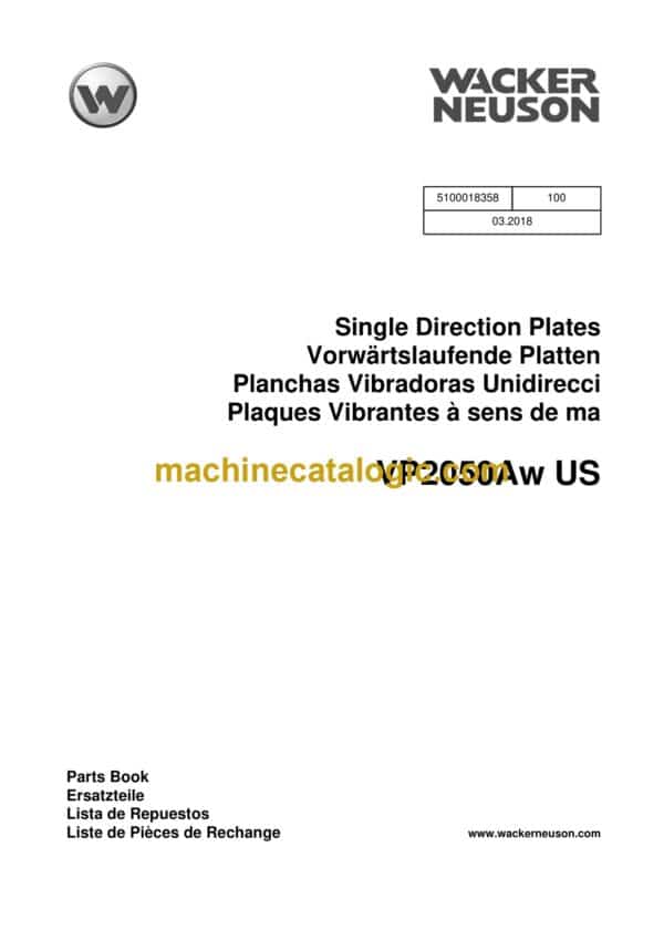 Wacker Neuson VP2050Aw US Single Direction Plates Parts Manual