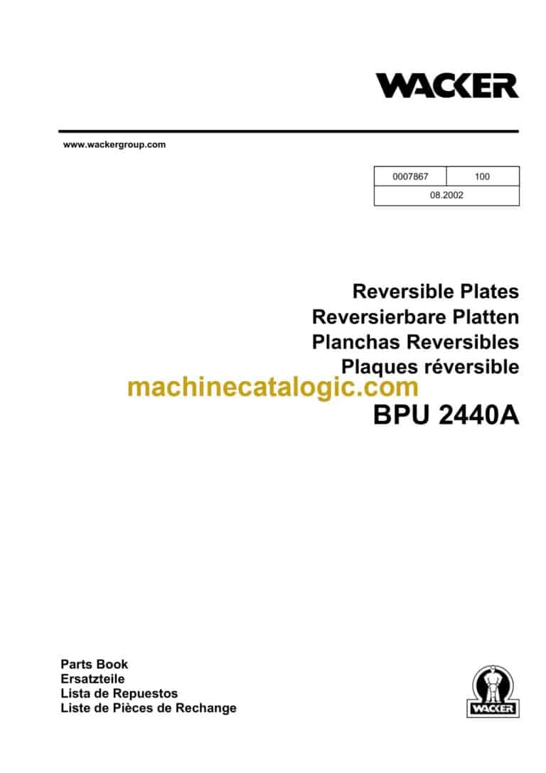 Wacker Neuson BPU 2440A Reversible Plates Parts Manual