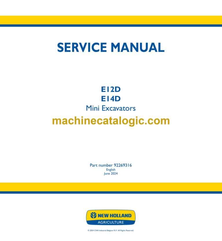 New Holland E12D, E14D Mini Excavators Service Manual