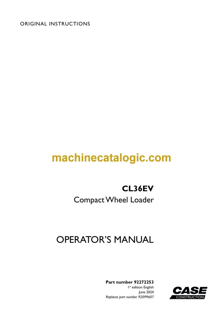 Case CL36EV Compact Wheel Loader Operators Manual