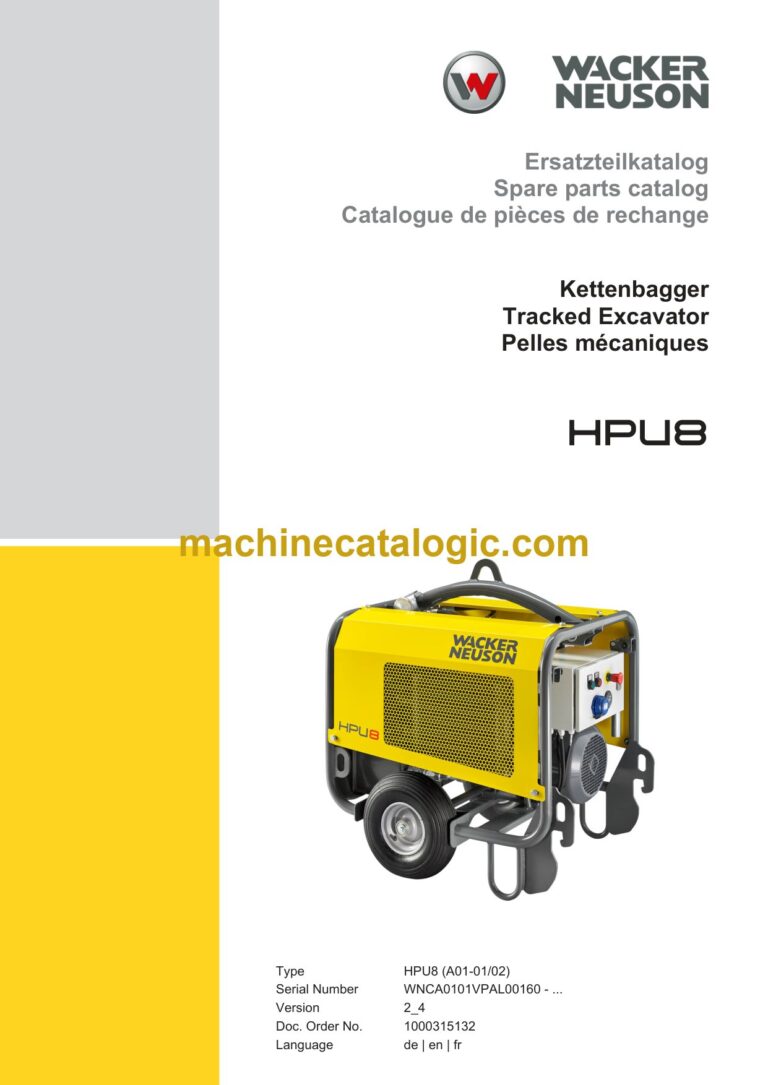 Wacker Neuson HPU8 Tracked Excavator Parts Manual