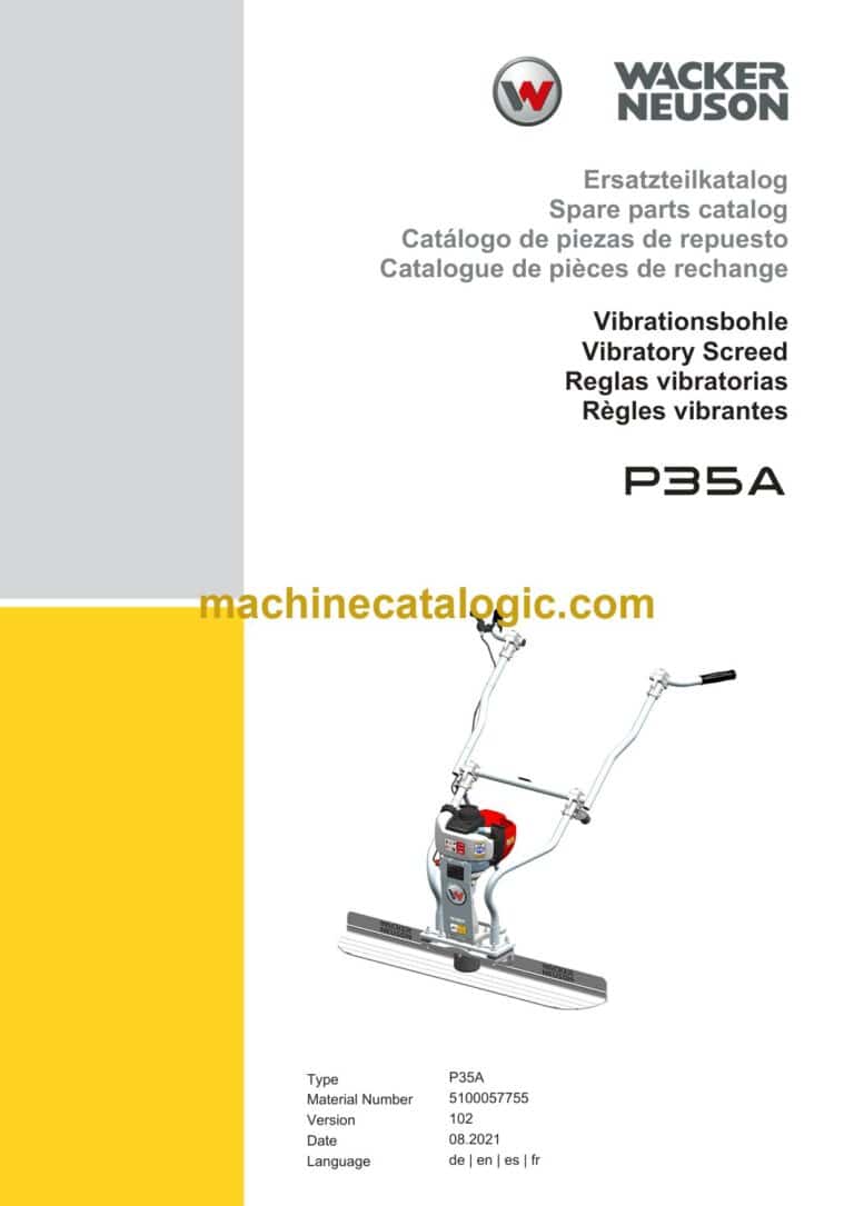 Wacker Neuson P35A Vibratory Screed Parts Manual