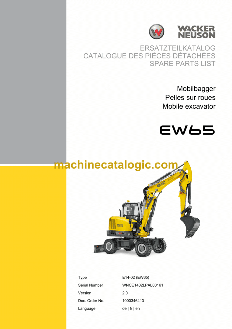 Wacker Neuson EW65 Mobile Excavator Parts Manual