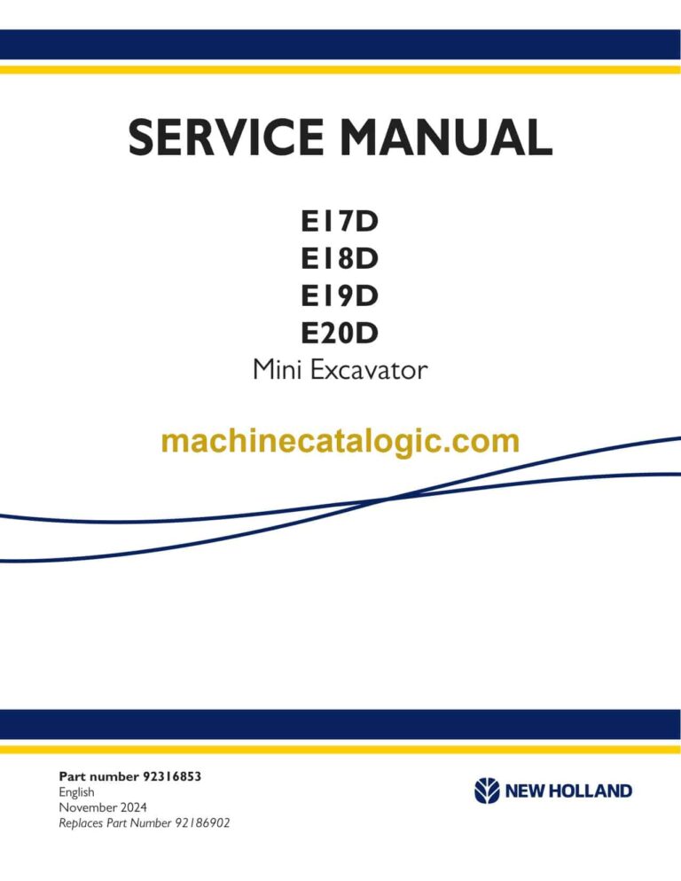 New Holland E17D, E18D, E19D, E20D Mini Excavator Service Manual