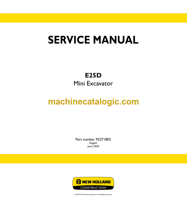 New Holland E25D Mini Excavator Service Manual