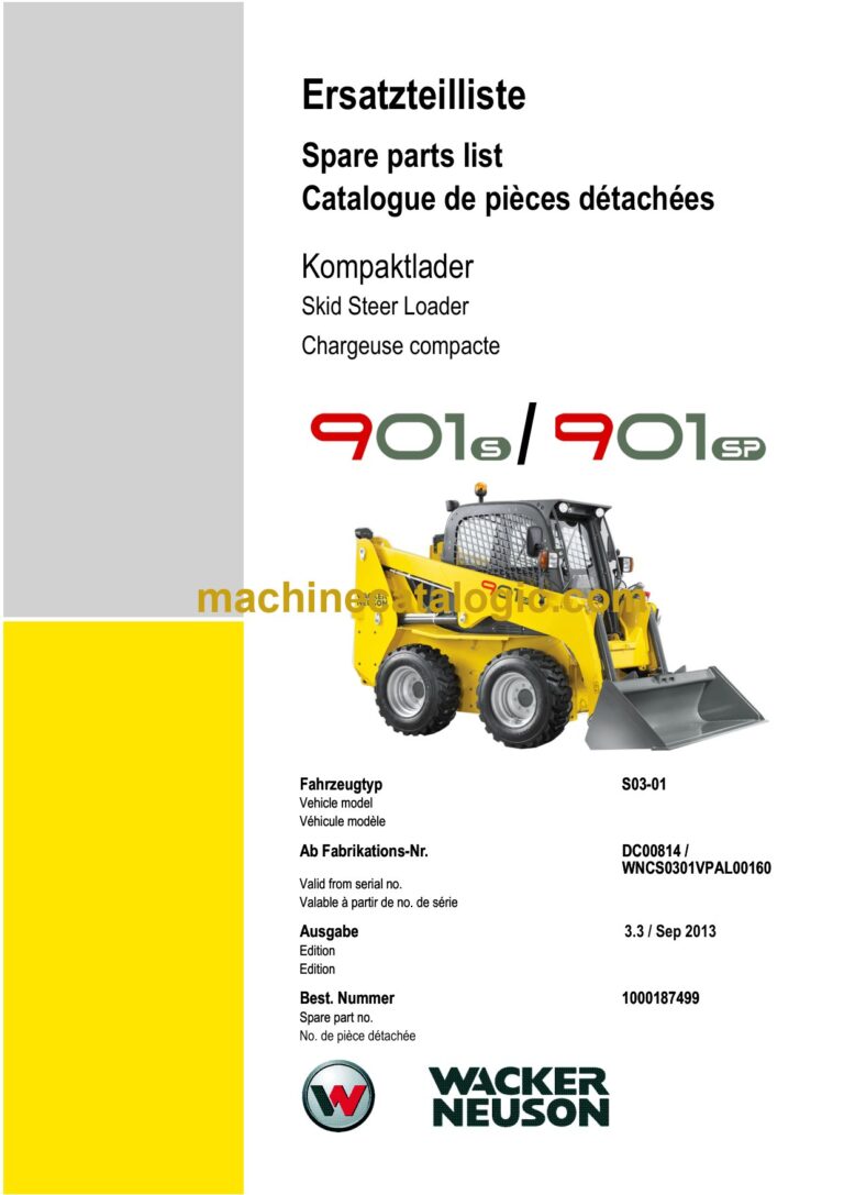 Wacker Neuson 901S, 901SP Skid Steer Loader Parts Manual